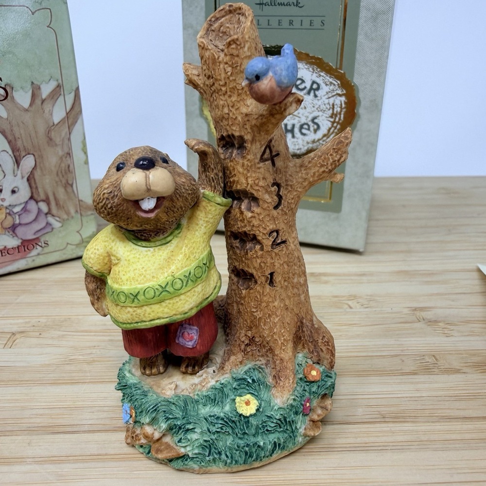 Hallmark Tender Touches Lot 2 Father Bear With Baby & Beaver Growth Chart Vtg